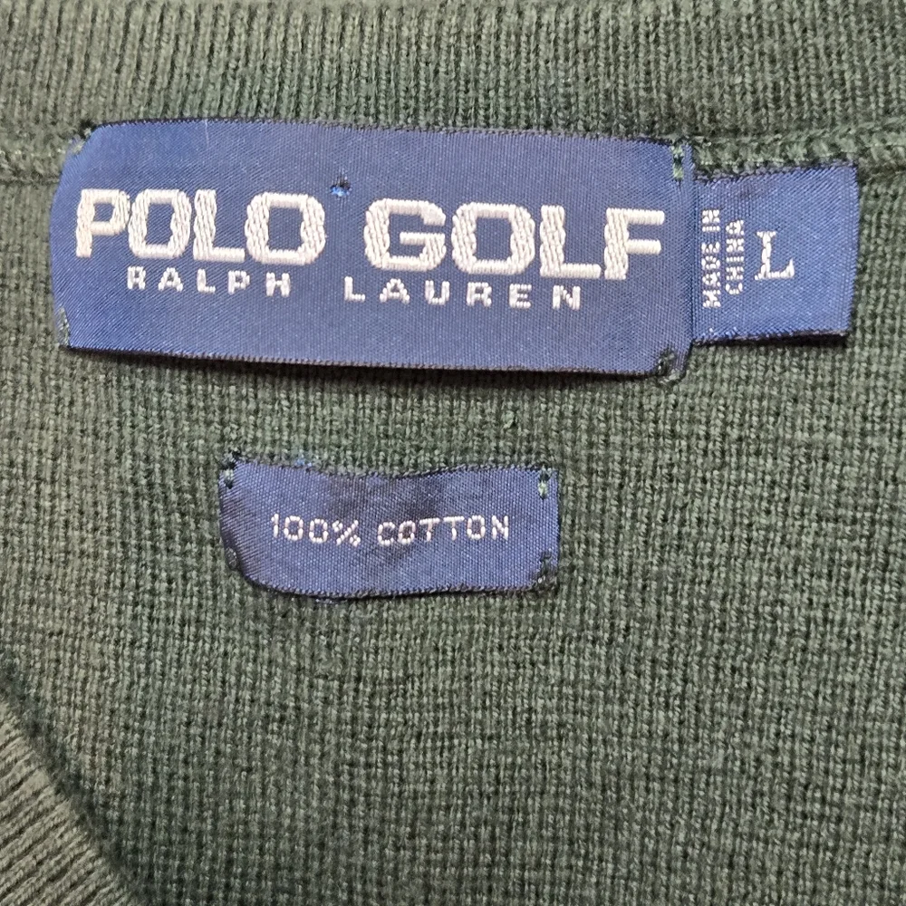 Polo Golf Ralph Lauren Sweater Vest Men's Large Cotton Green - Picture 6 of 7